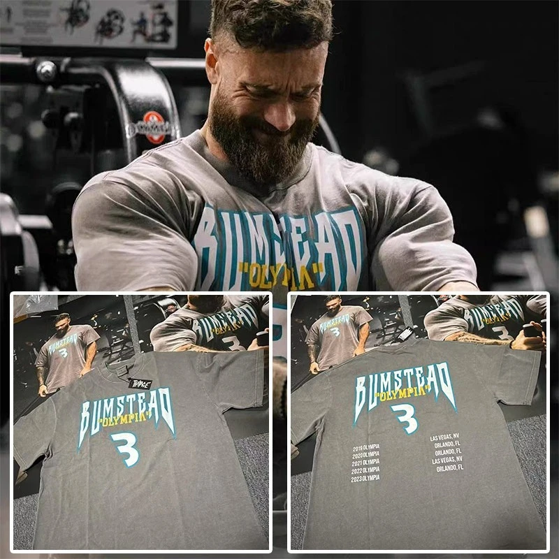 Camiseta Gráfica Olympia Número 3, Nueva Colección 2026, para Gimnasio, Culturismo y Ropa Urbana, 100% Algodón, Talla Grande para Hombre