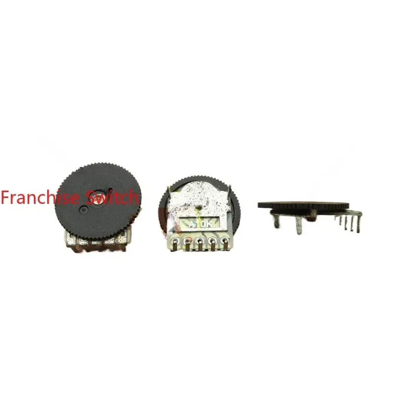 100PCS Gear Potentiometer 103 A10K Dual 5-pin, Dial  14*1MM (disc Thickness 0.8MM)