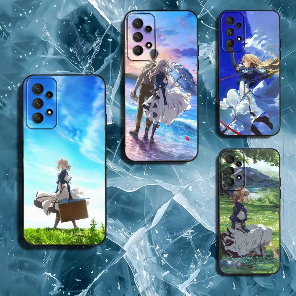 Funda de teléfono V-Violet E-Evergarden para Samsung Galaxy A13, A21s, A22, A31, A32, A52, A53, A71, A80, carcasa negra suave