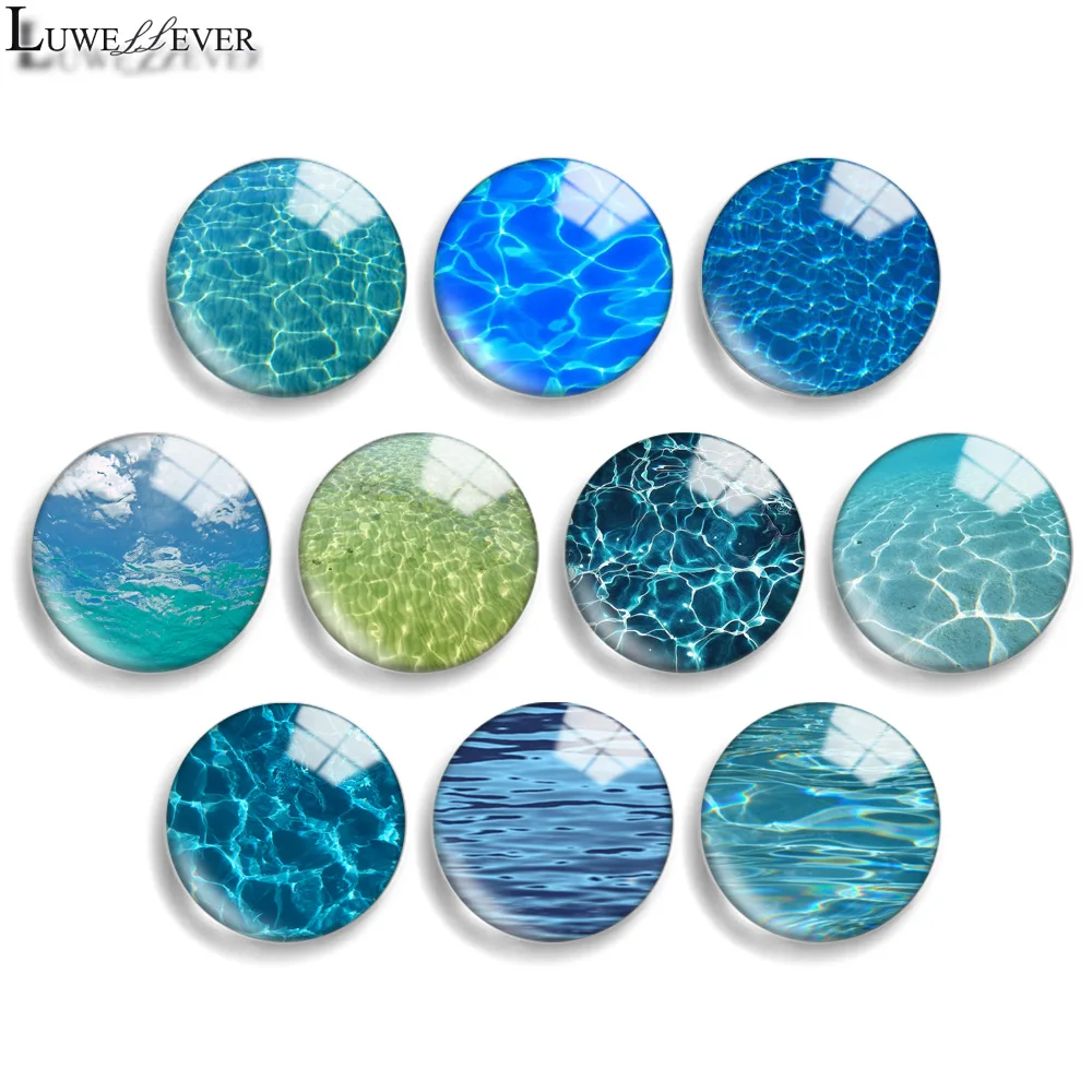 16mm 14mm 20mm 25mm 30mm 40mm 762 Wave Mix Round Glass Cabochon Jewelry Finding 18mm Snap Button Charm Bracelet