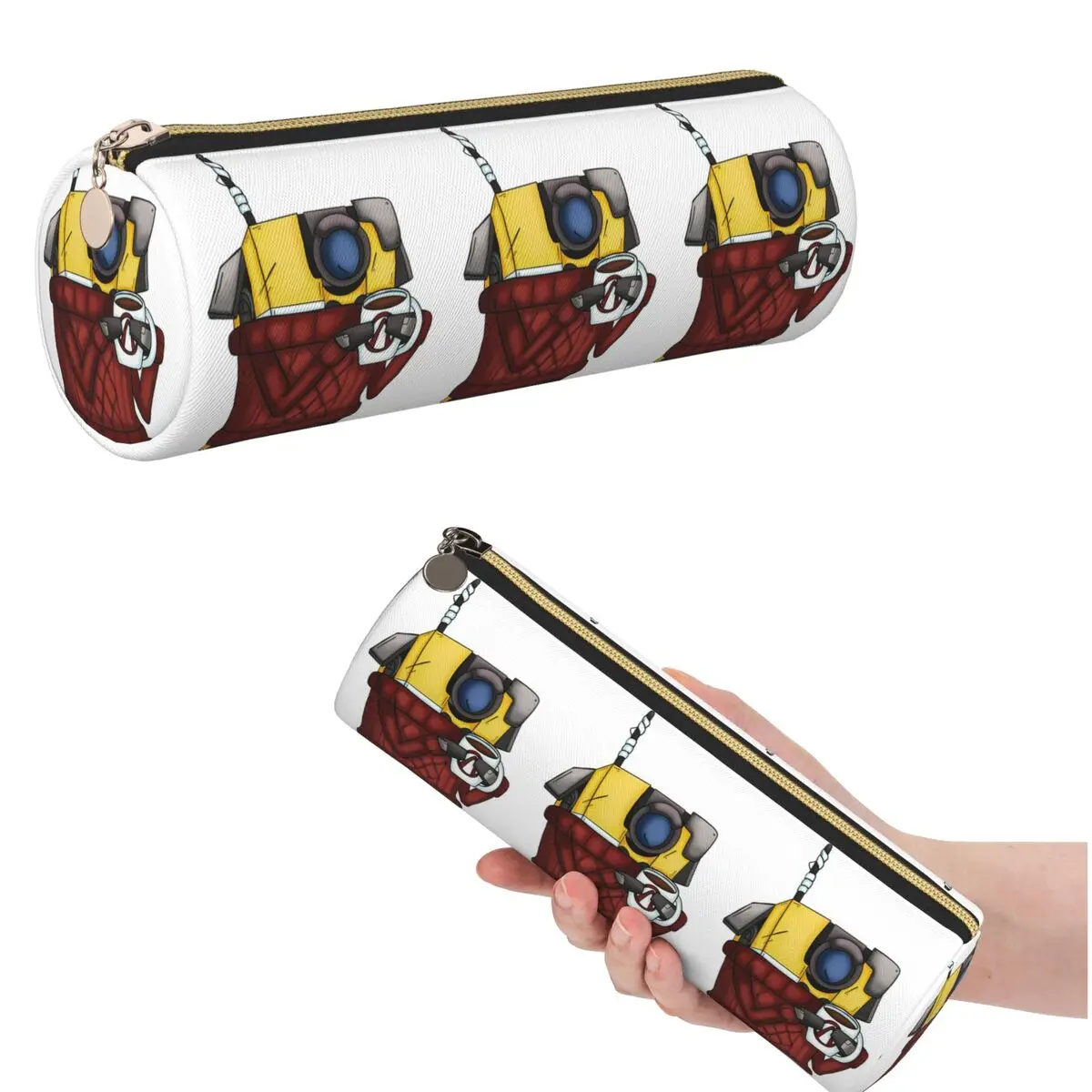 Estojo de Lápis Borderlands Cozy Sweater Claptrap para Estudantes, Estojo Cilíndrico para Canetas, Bolsa de Lápis, Porta-Canetas