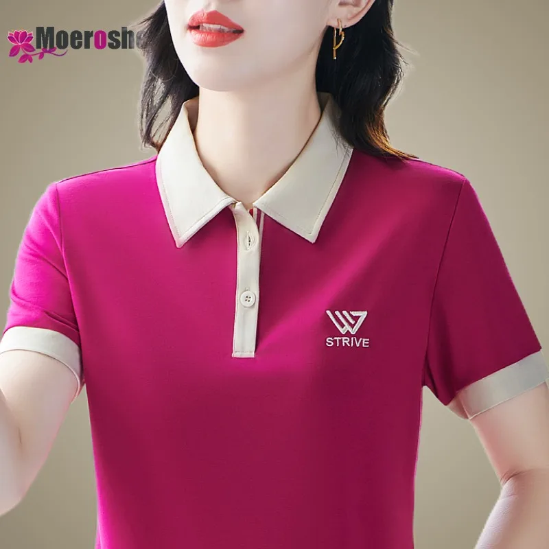 

Women's Sports T-Shirt Polo Shirt Shirts Ladies Short Sleeve Basic T-shirts Trend 2024 Youthful Woman Clothes Elegant Pretty