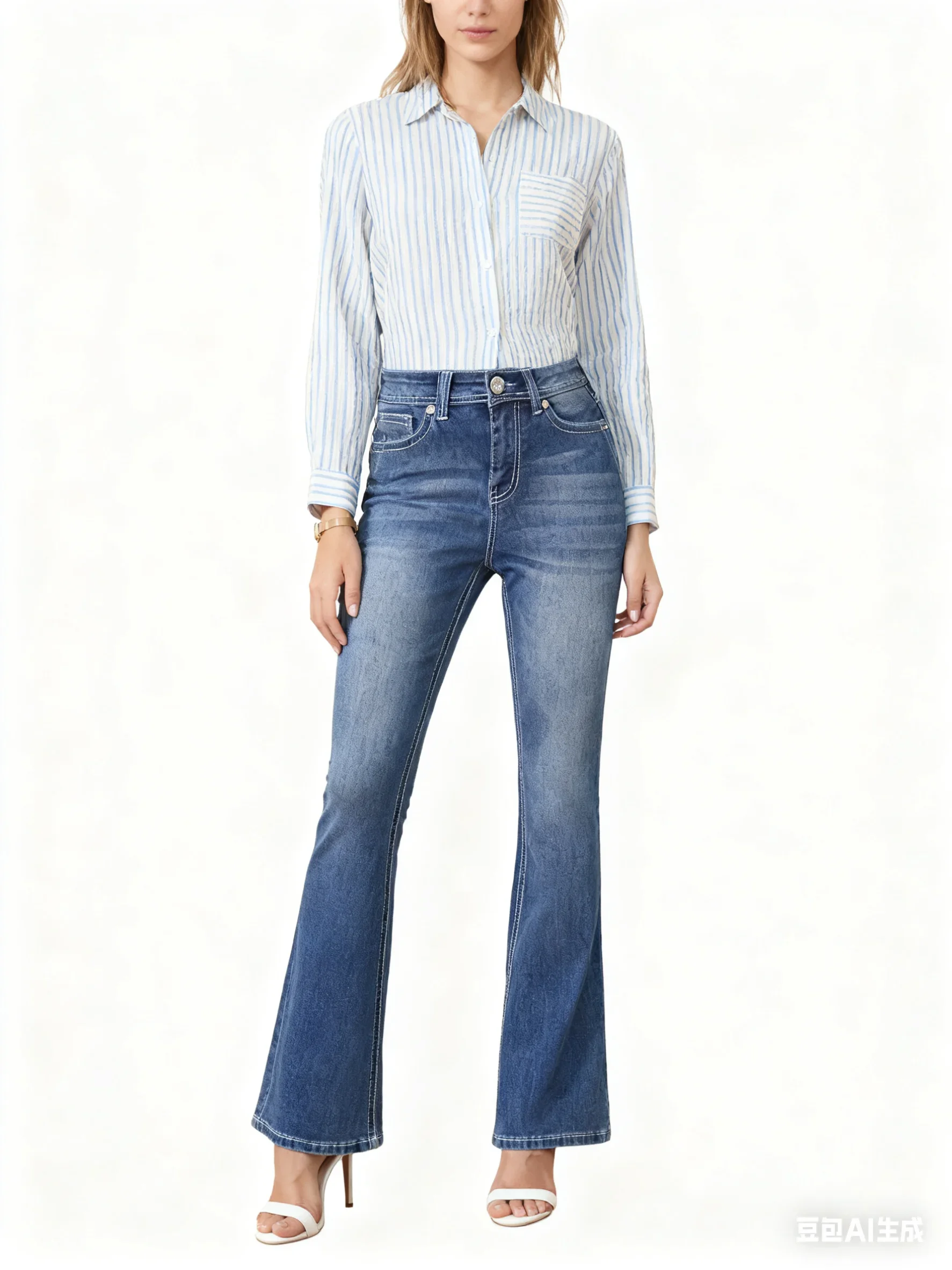 Slim Fit Flare Jeans für Damen, hochwertige Denim-Hosen, modische Damenbekleidung