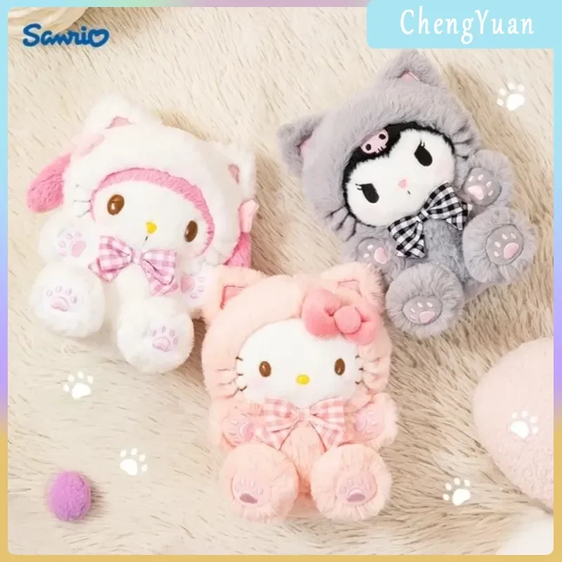 

Original Sanrio Meow And Meow Hello Kitty Kuromi Plush Stuffed Doll Cute Collection Desktop Ornament Fashion Trend Gift