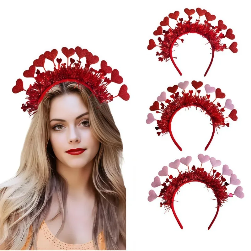 

3pcs/set Valentine Heart Headband Masquerade Wedding Party Festive Atmosphere Decorative Hair Accessories