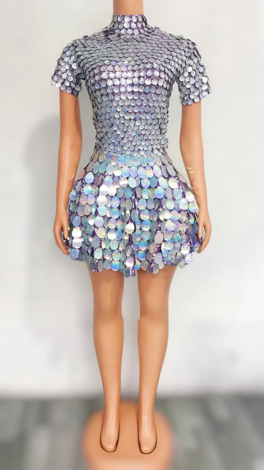 ใหม่ Shining Laser Sequins เต้นรําชุดบอดี้สูทชุดราตรีวันเกิดฉลองเครื่องแต่งกาย Prom Party Dancer Show Dress