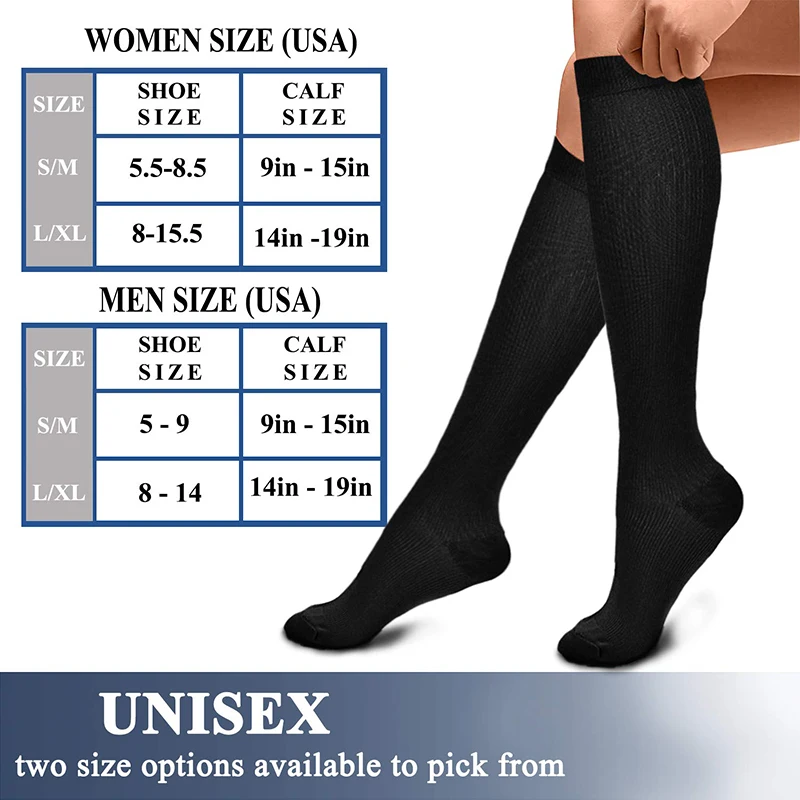 Calcetines de compresión para mujer, medias médicas para varices, Diabetes, enfermera, deportes, correr, bicicleta, baloncesto, fútbol, 20-30mm GH, 5 pares