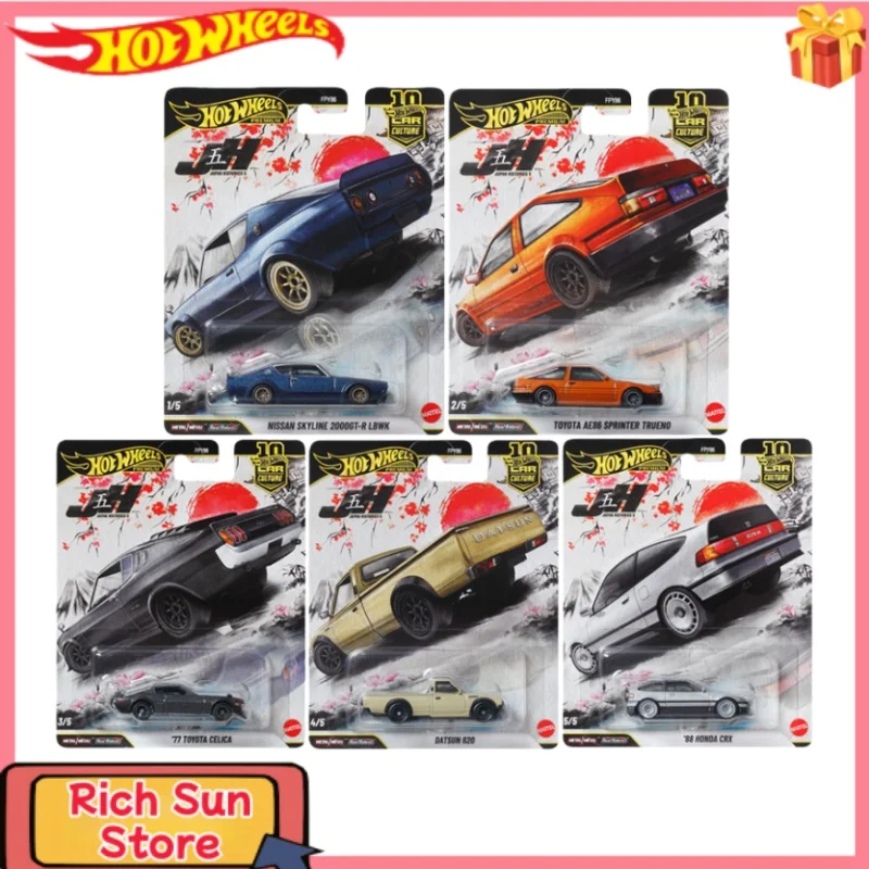 

Hot Wheels 2026 Japan Historics 5 Diecast Vehicle 1:64 Scale Honda CRX Datsun Toyota Nisaan Skyline GTR Car Culture Model Toy