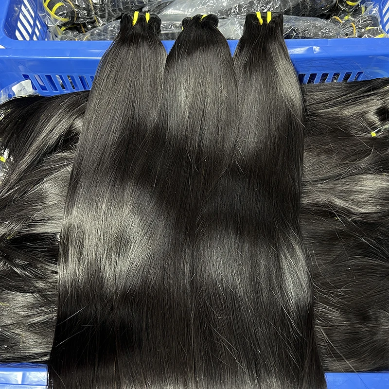 16A Vietnamesisches Rohhaar, knochenglatte Bündel, 100 % unbehandelte Echthaarverlängerungen, doppelt gewebt, 10-36 Zoll, Naturfarbe # 1B – Detail 20