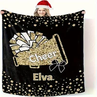 1pc Custom Cheerleader Blanket with Personalized Name, Perfect Gift for Mom, Wife, Girlfriend, Team, Mixed Colors, All-Season 2
