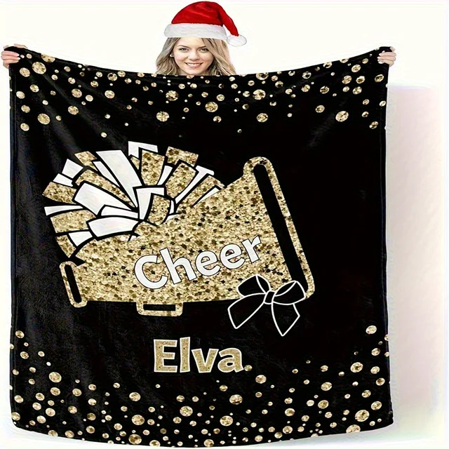 1pc Custom Cheerleader Blanket with Personalized Name, Perfect Gift for Mom, Wife, Girlfriend, Team, Mixed Colors, All-Season 2 1pc Custom Cheerleader Blanket with Personalized Name, Perfect Gift for Mom, Wife, Girlfriend, Team, Mixed Colors, All-Season 2