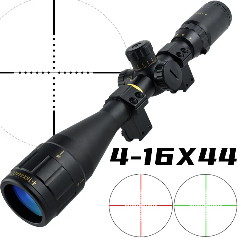 Tactical 4-16x44 Riflescope with Red/green Illumination for Long Range Shooting Hunting Fit Snipe Air Gun Hunting Telescope