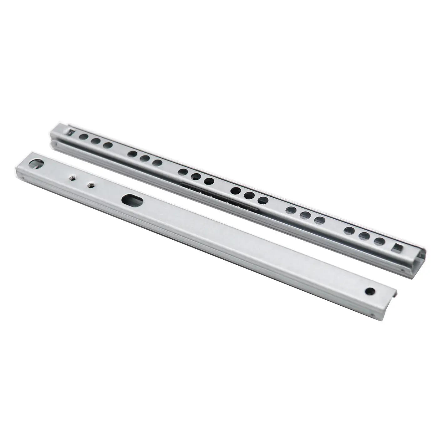 1Pair 8"-16" Drawer Slide 17mm Wide Two-section Ultra-narrow Mmini Ball Slide Steel Cabinet Two Way Chute Rail