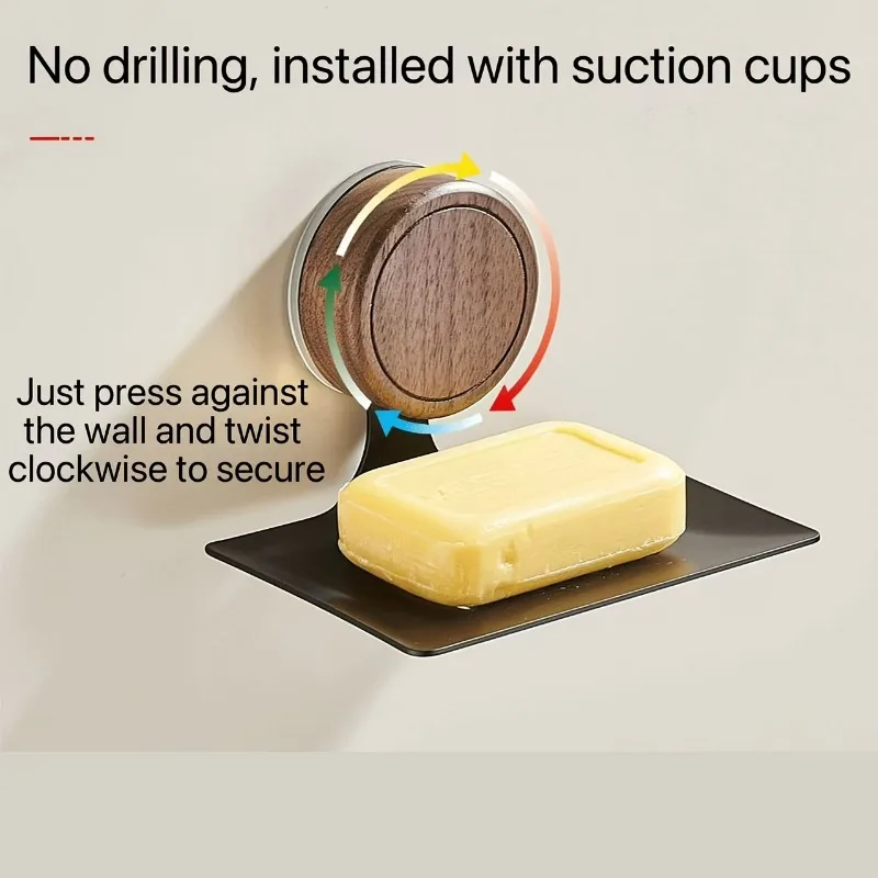3pcs Easy Removable No Residue ABS Carbon Steel Wall Soap Holder Hollow Drain Design For Tile Glass Wipe Storage Tray view 3