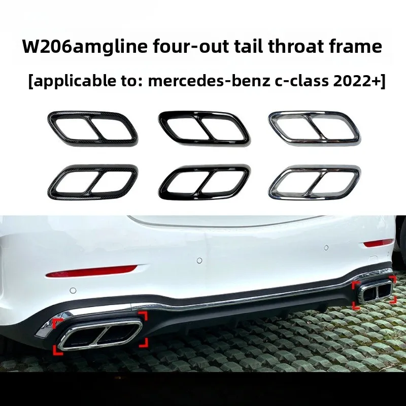 

Car Muffler Exhaust Pipe Tail Cover Trim Exterior Aluminum High Gloss Black for Mercedes Benz C-Class C300 C200 C260 W206 2022+