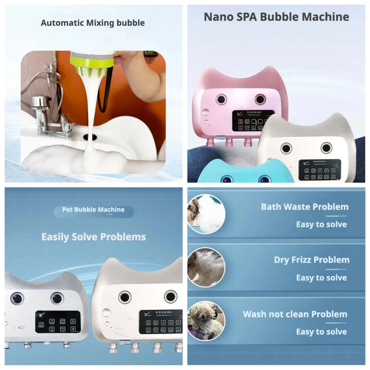 

Pet Dog SPA Nano Level Shampoos Automatic Mixing Bubble Fully Stirred Bubble Polyester Rubber Plastic Bathroom Machine
