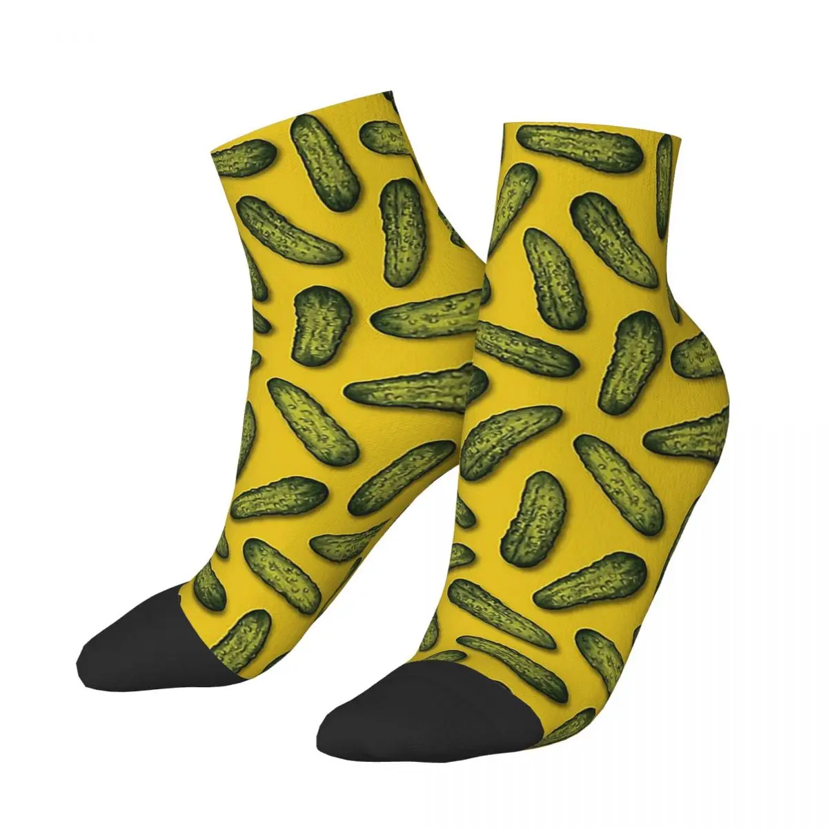 A Plethora Of Pickles - Green & Yellow Gherkin Pattern Socks Harajuku Stockings All Season Socks Accessories for Unisex Gifts