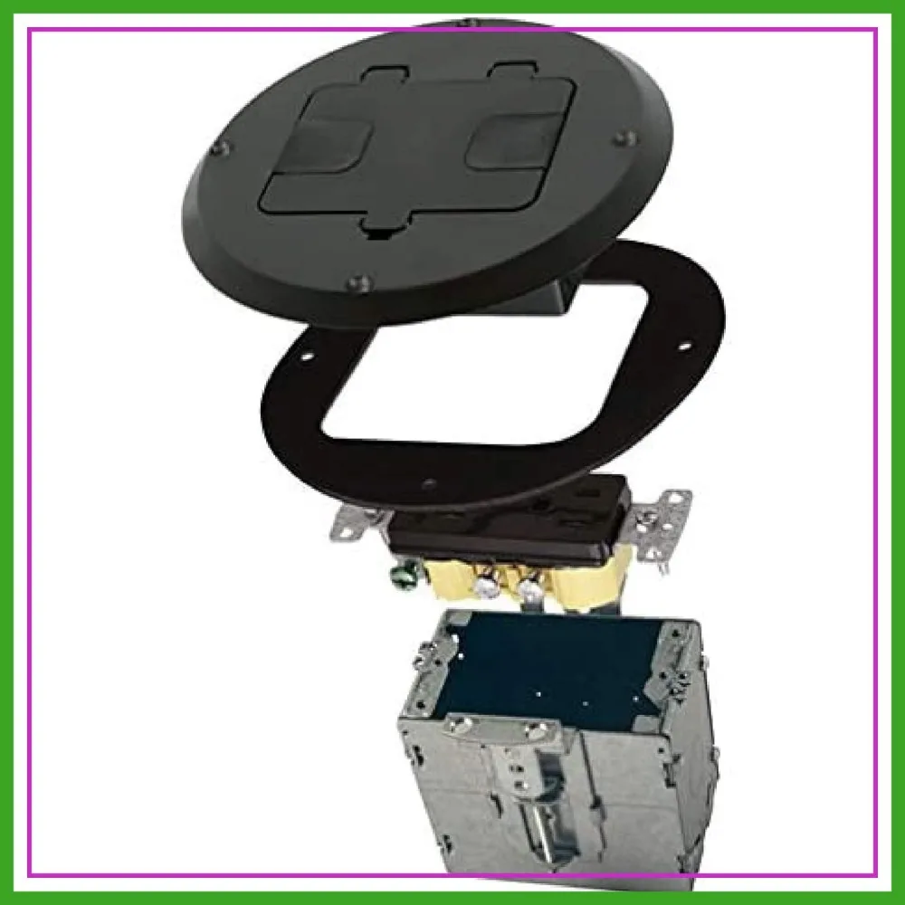 

Recessed Floor Outlet with Adjustable Steel Box, 1-Gang, Black, 15A TR Receptacle