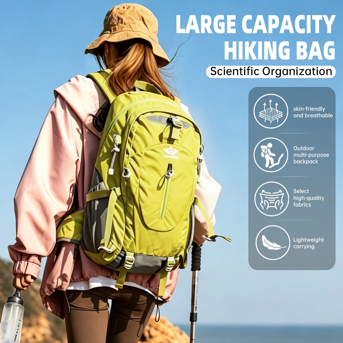 New cross-border outdoor hiking backpack for men and women, casual travel backpack, large-capacity backpack for hiking and mountaineering, suitable for students