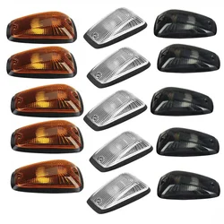 5pcs Marker Lamps Amber LED Cab Roof Top Running Lights For Truck SUV For Chevy GMC 1988-2002 (Black Smoked Transparency Lens)