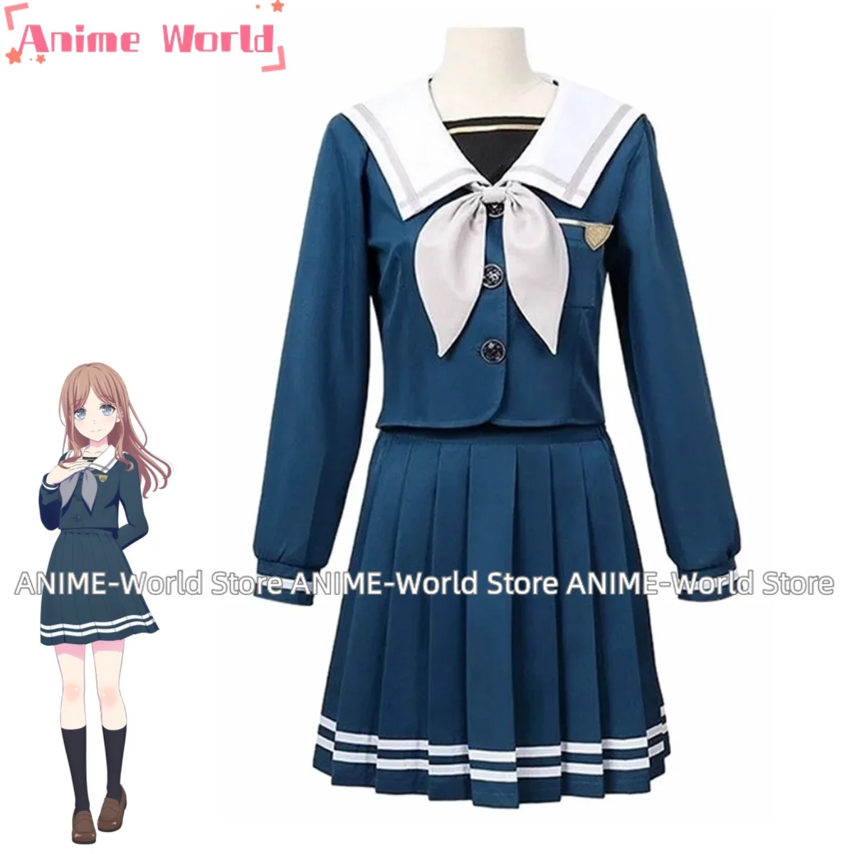 《Custom Size》Unisex Anime Cos Soyo Nagasaki Cosplay Costumes Sets Suit Student Uniform Dress Custom Size Wig