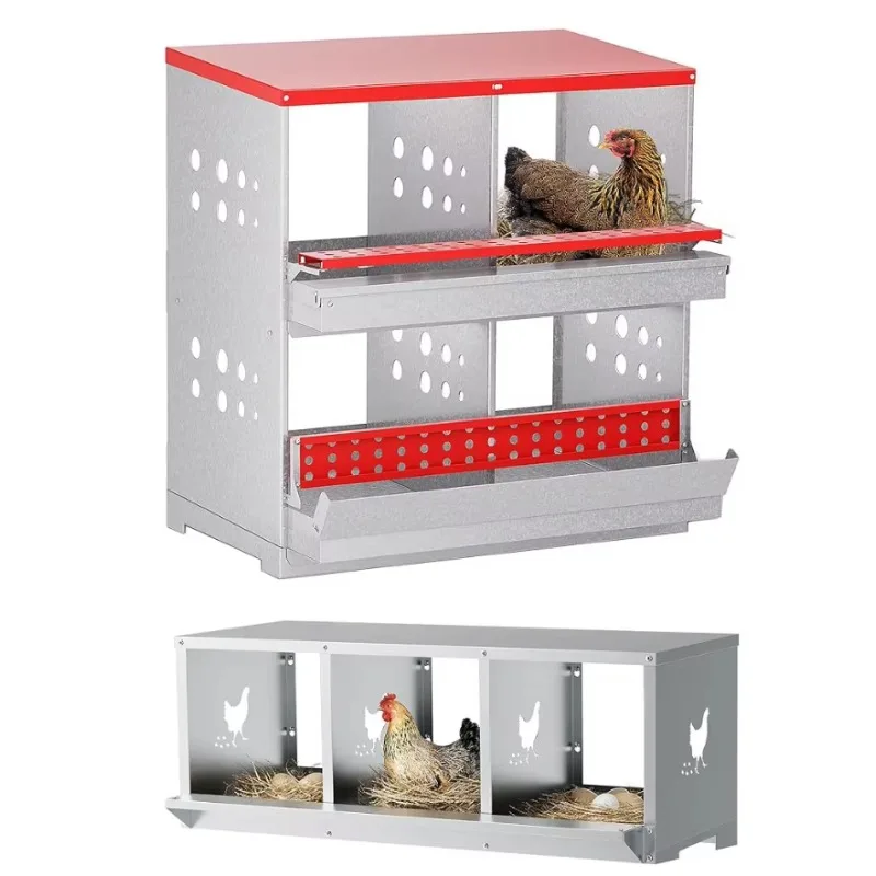 Chicken Nesting Box for Laying Eggs Coop and Plastic Nest Roll Out with Lid to Protect Eggs for Chicken Duck & Goose Housing