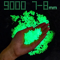 3000-9000 pces 7-8mm fluorescente água bala gel bolas de água grânulo de água para arma pistola airsoft arma acessório rifle balas brilham no escuro