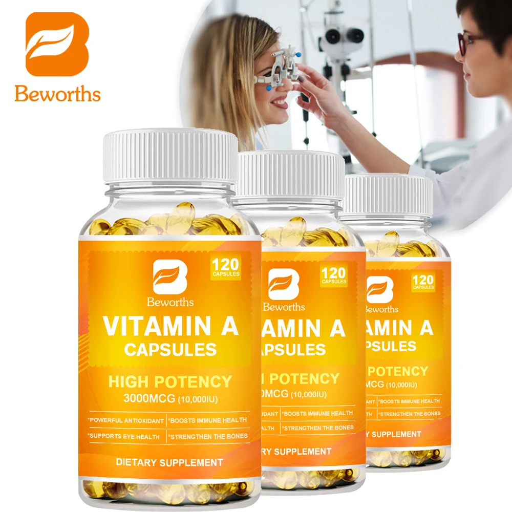 

BEWORTHS Vitamin A Capsule 10,000 IU Helps Healthy Vision & Immune System Healthy Growth & Reproduction Beauty Health