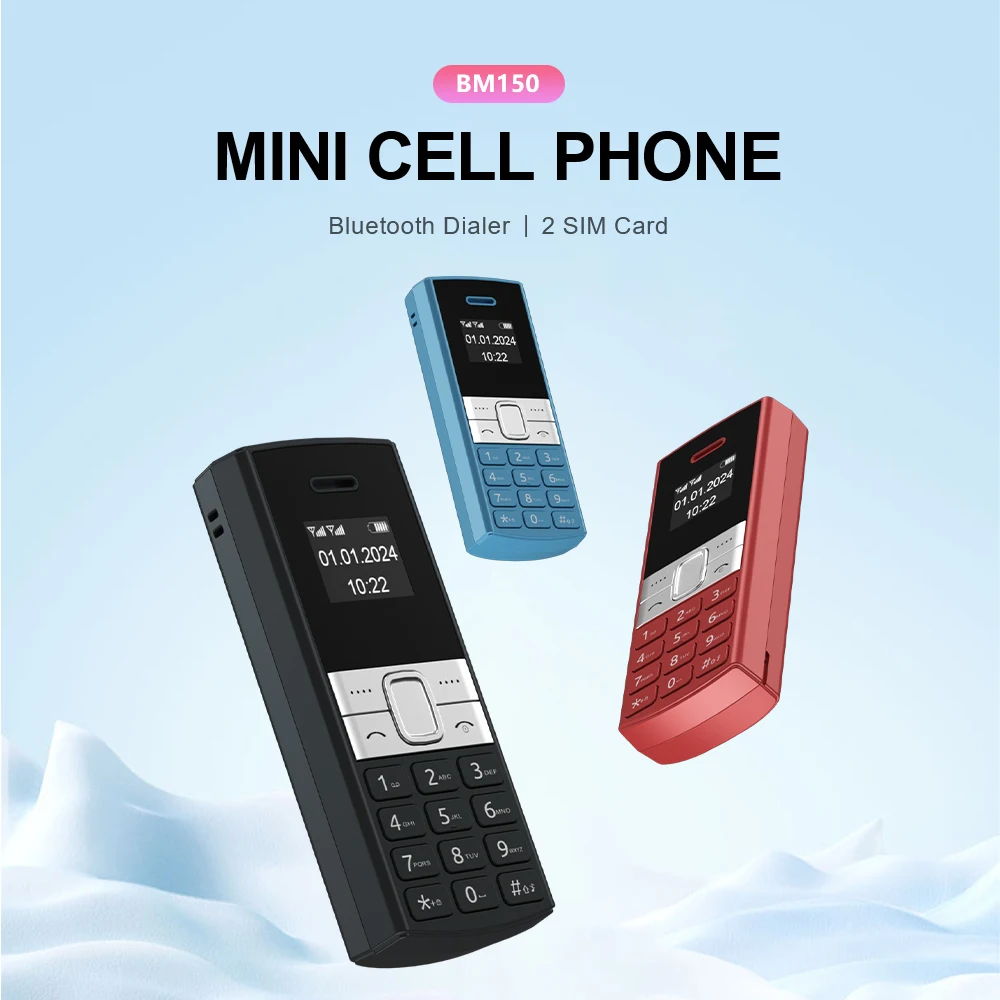 SERVO BM150 Mini Mobile Phone Wireless Bluetooth Dialer Dual SIM Card Speed Dial Magic Voice Super Small Cellphone Backup Phones