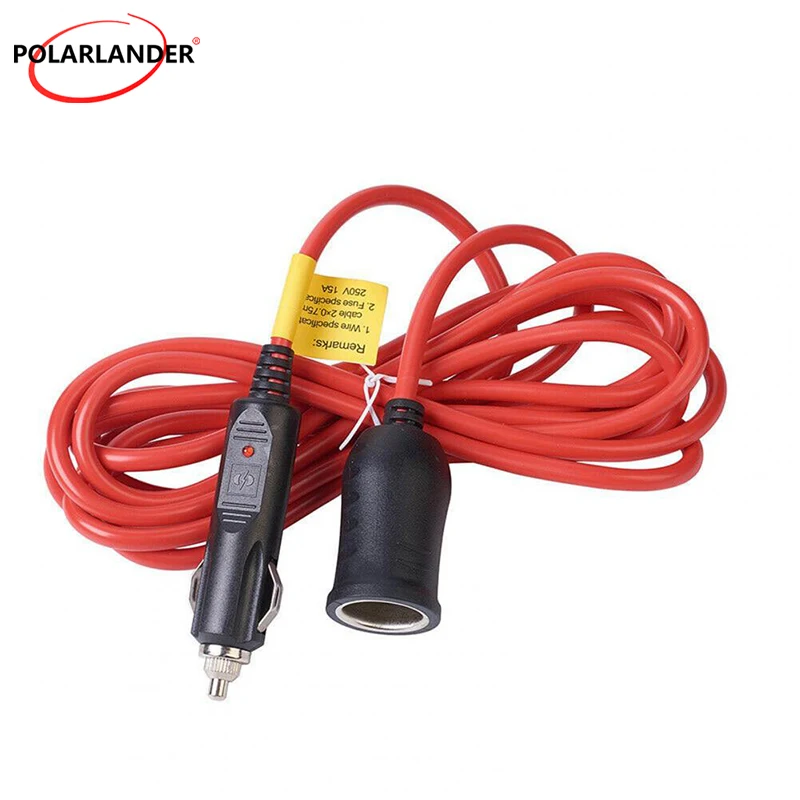 3.6M Cigarette Lighter Extension Cord - 12V-24V 15A Fuse 16AWG Copper Wire PVC for Mobile Devices/Electronics