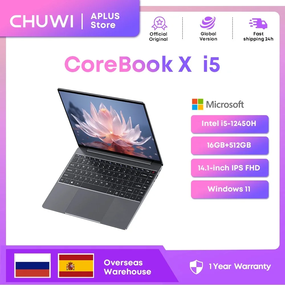 CHUWI CoreBook X Laptop Gaming，Intel i5-12450H，16GB RAM 512GB SSD，14 inch FHD 2160 * 1440,Windows 11 NoteBook PC,1TB SSD Expand