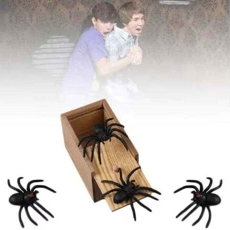 1 Stuks Houten Prank Truc Bananasplit Schrikken Speelgoed Doos Gag Spider Grappig Spelen Grap April Fool Day Halloween Gift Verrassende doos Speelgoed