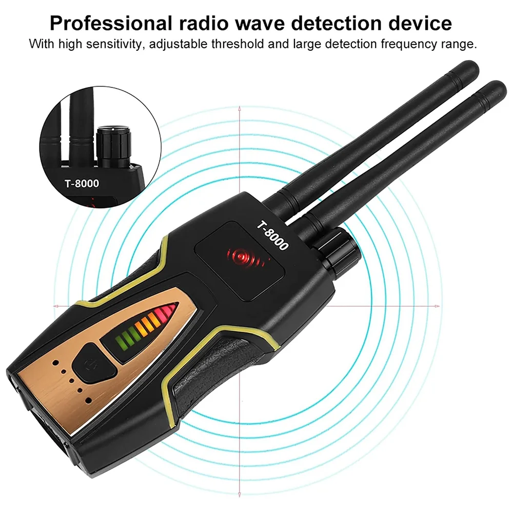 T-8000 Anti Candid Camera Detector Dual Antenna RF Signal Detect GSM Audio Finder Mini GPS Tracker Scan Detector Anti-spy Bug