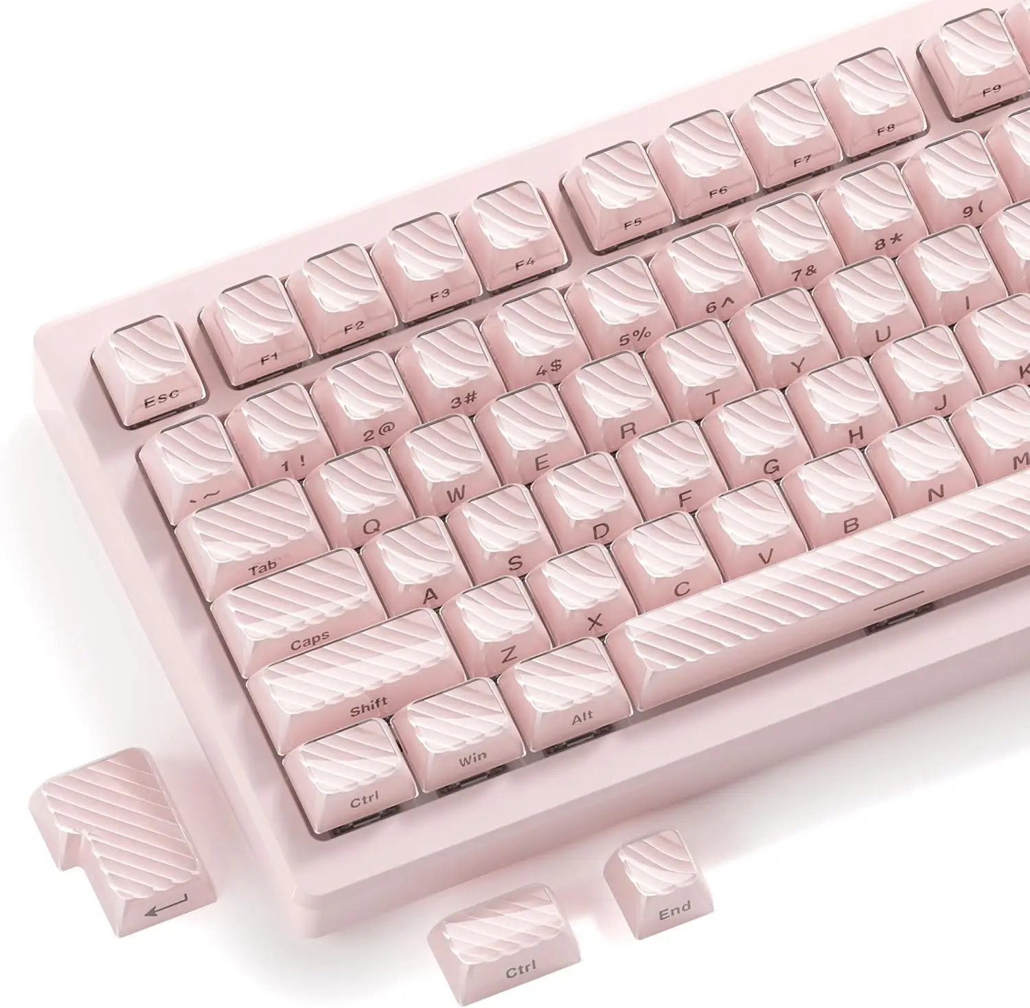 

Keycaps Cute Pink Crystal Jelly Keycaps 75 65 60 100 Percent Custom Side Printed Key caps for ANSI/ISO Layout 61/68/84/87/98/1