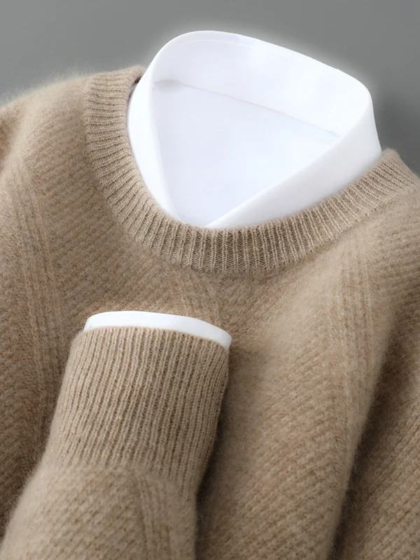 

Мужской повседневный универсальный свитер из утолщенной шерсти на осень-зиму, модный базовый слой, цветной, теплый