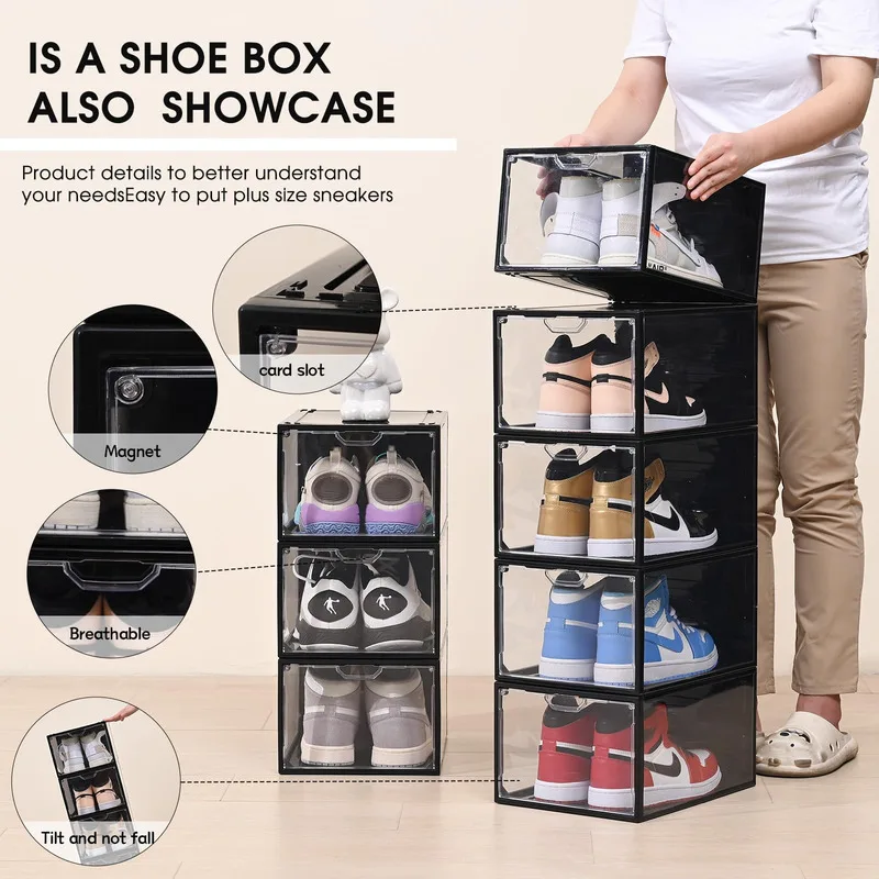 Sneakers Box Anti Oxidation Shoe Cabinet Hd Transparent Sports Shoe Storage Artifact Space Saving Organizer Home Clear Stackable