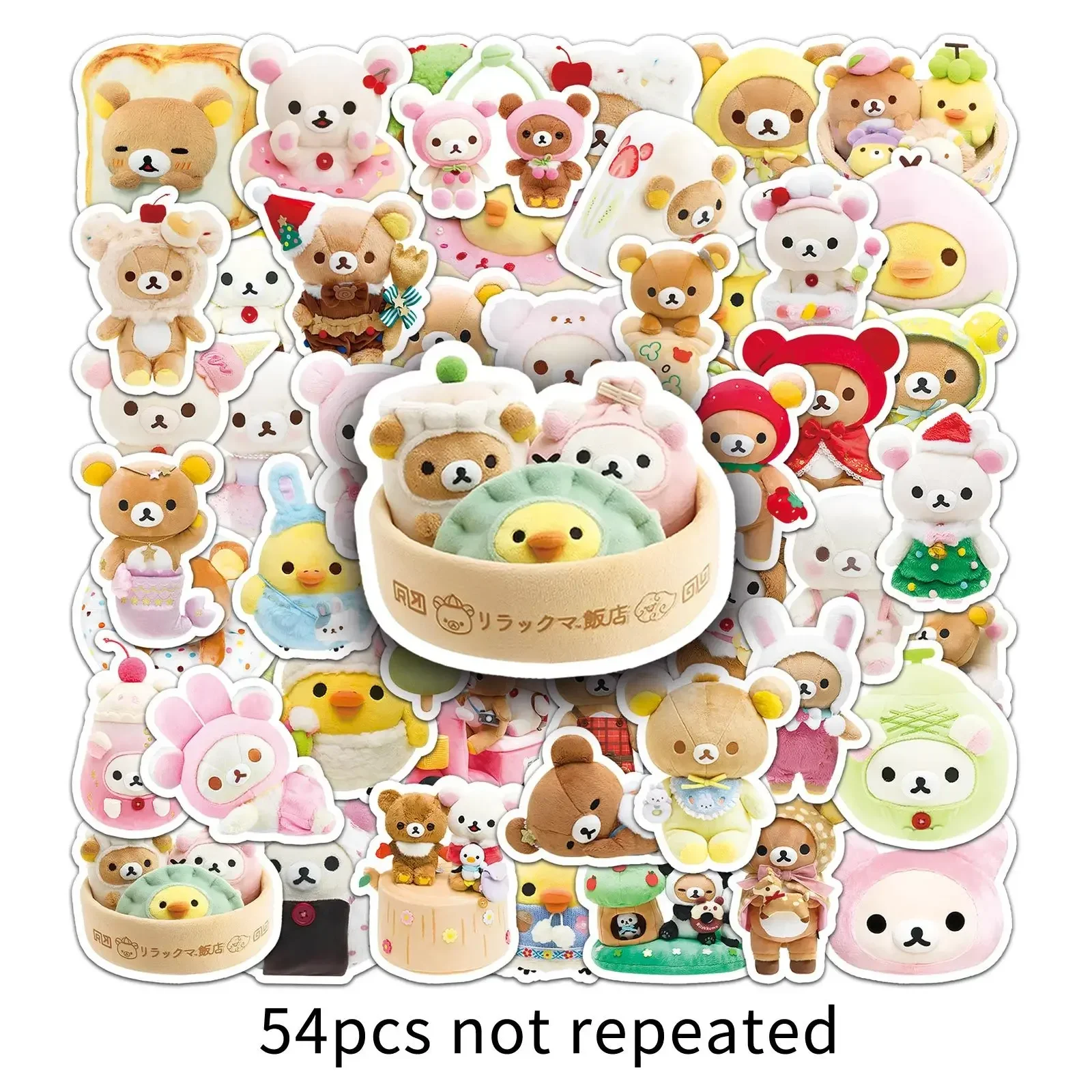 54Pcs Cute Cartoon Lazybear Stickers Graffiti for Scrapbook Laptop Phone Luggage Skateboard Decals Sticker Toy Gift