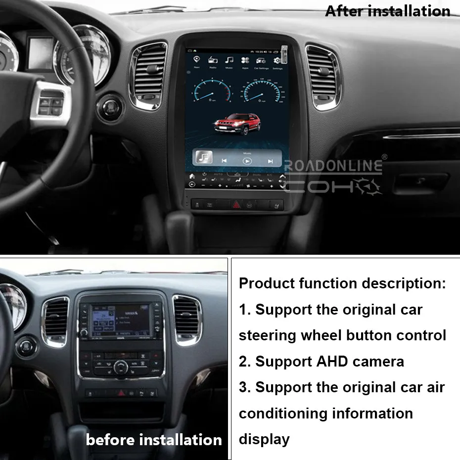 Per Dodge Durango 2011-2013 Android12 risoluzione 1080*1920 UIS7862 octa-core 8 + 128gb navigazione per auto CarPlay autoradio multimediale