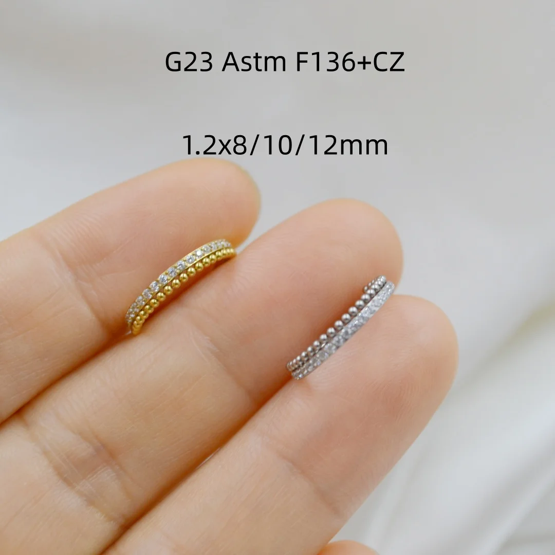 Lot10pcs G23 Astm F136 Piercing Jewelry Nose Clicker Ring Hoop Ear Helix Conch Tragus Cartilage Ear Studs Earring