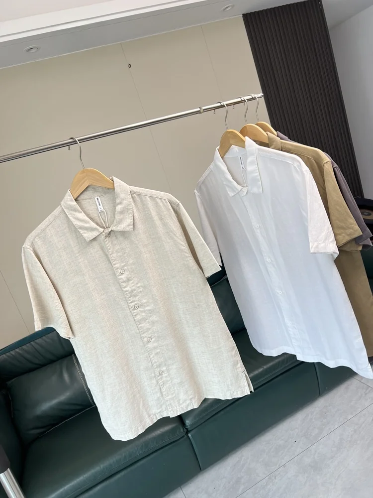 

Мужская летняя шелковая льняная ткань серии Busin Cool Moisture ng Casual ort Sve irt Breathable Faion Urban Sle