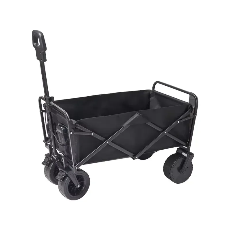 Large Capacity Electric Folding Trolley Outdoor Camping Trailer Heavy Duty Power Drive Cart for Travel Beach Shopping Utility