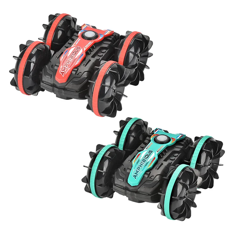 

Remote control amphibious remote control vehicle 2.4G four-wheel drive climbing double-sided stunt tipping toy car