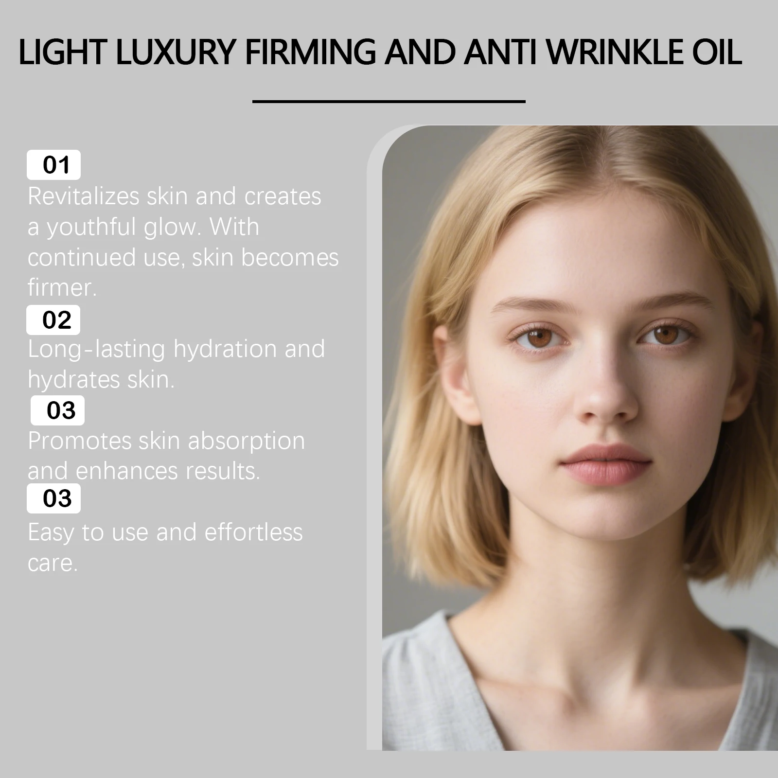 Firming Facial Care Oil Lifting Anti Wrinkle Lightens Lines Tightens Skin Nourishing Smoothing Soften Brightening Face Serum