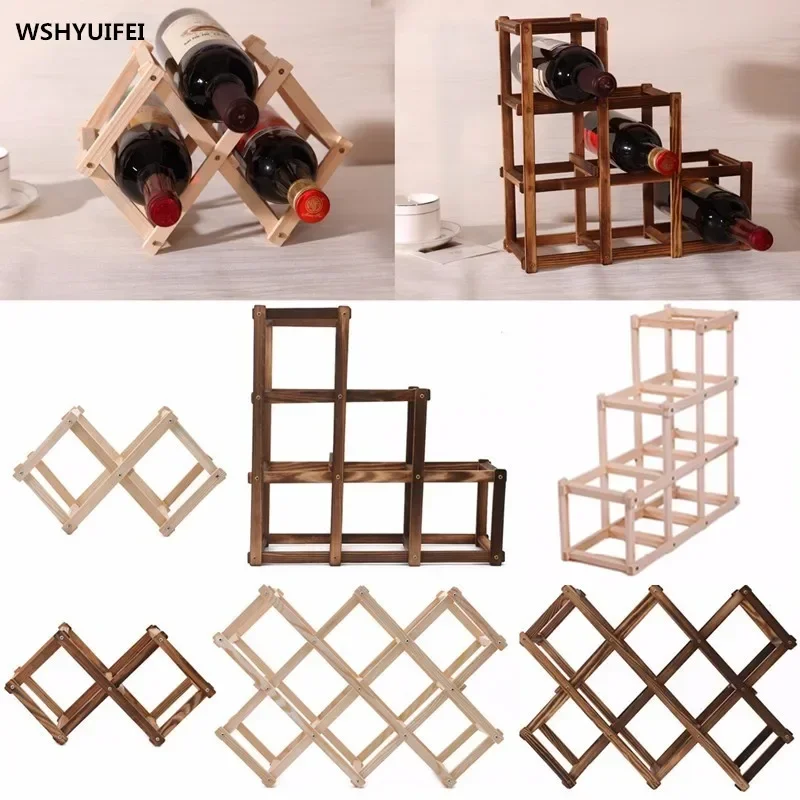 Wooden Red Wine Rack 3/6/10 Bottle Mount Kitchen Holder Exhibition Organizer Home decoration storage rack