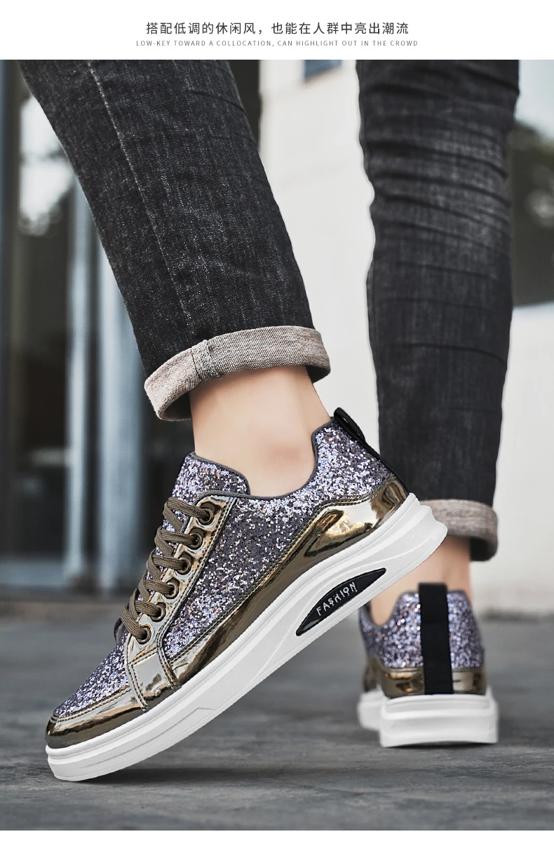 Neue Frühlings- und Herbst-Herrenschuhe mit Pailletten, Modische Britische Freizeitschuhe, Trendige Schuhe, Vielseitige Niedrige Sportsneaker – Detail 15