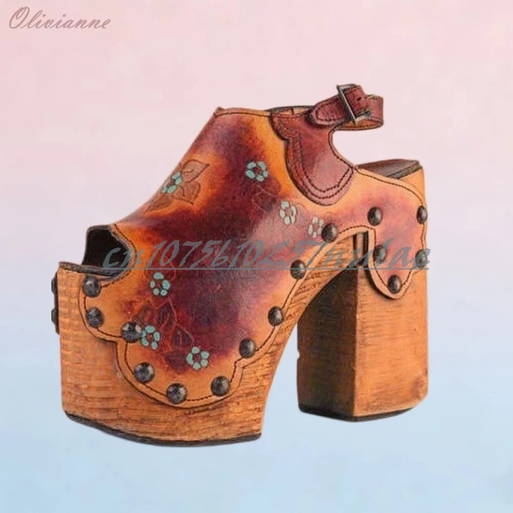 

Brown Retro Style Open Toe Pumps Slingback Platform Chunky High Heel Elegant Lady's Shoes for Women 2026 Fashion Zapatos Sexy
