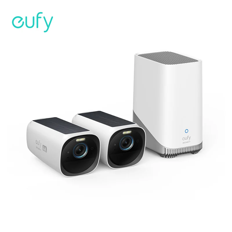 eufy Security eufyCam S330(eufyCam 3), Surveillance WiFi Extérieure sans Fil, Résolution 4K, Panneau Solaire Intégré