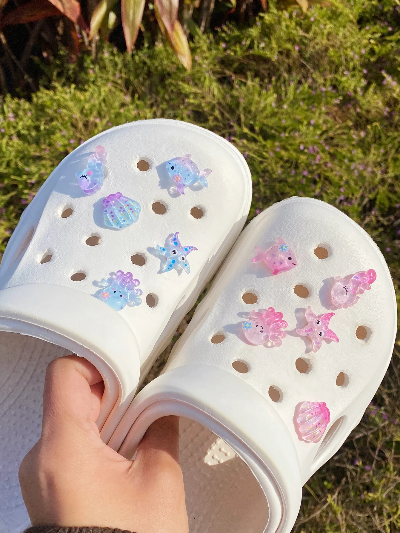 10 Cute two-color Ocean series shoe decoration DIY creation casual accessories - Fun, multi-functional personalized footwear sty