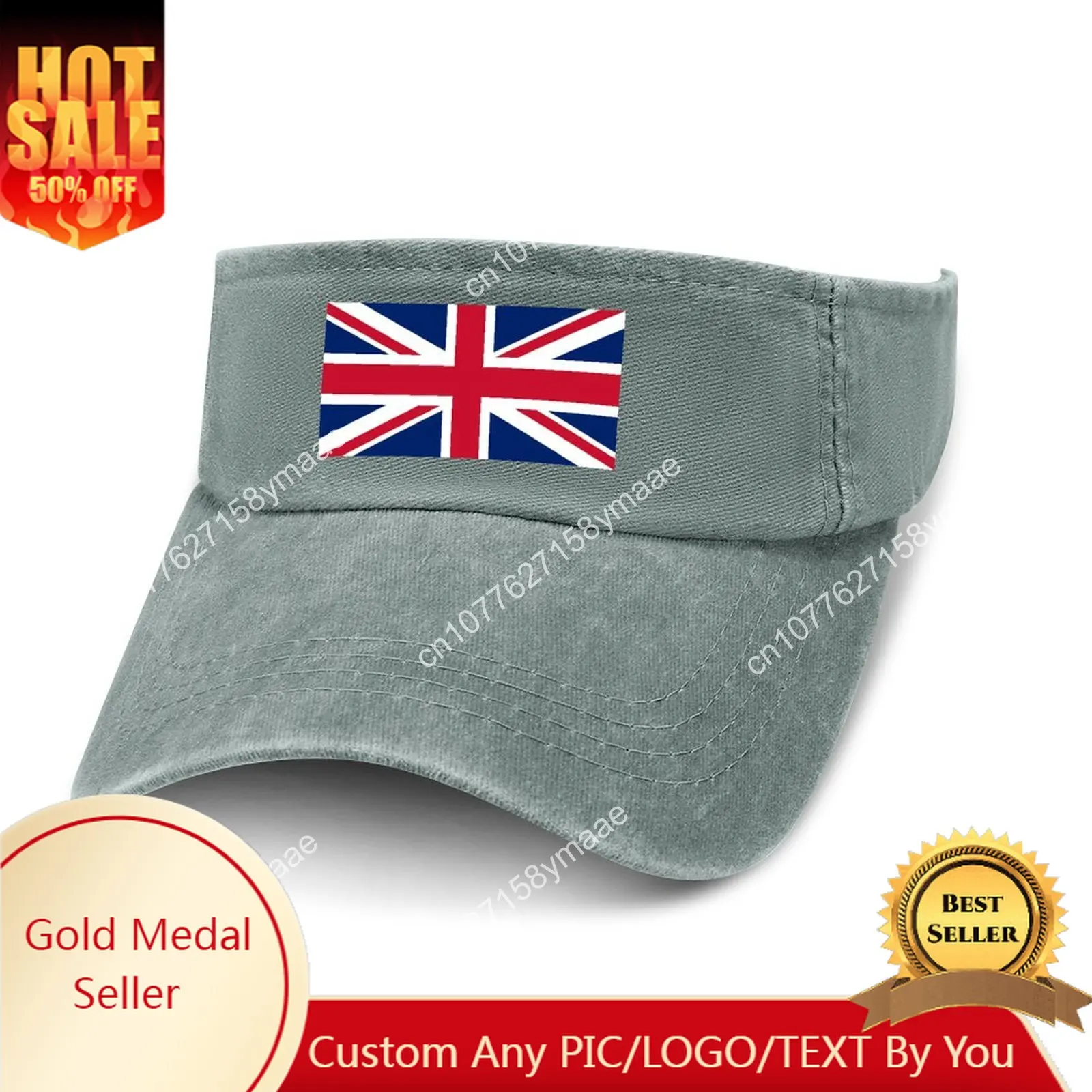 Britain Flag Sun Visor Leaky Top Cowboy Hats Mens Womens Customize Cap Sports Baseball Tennis Golf Caps Empty Open Top Hat