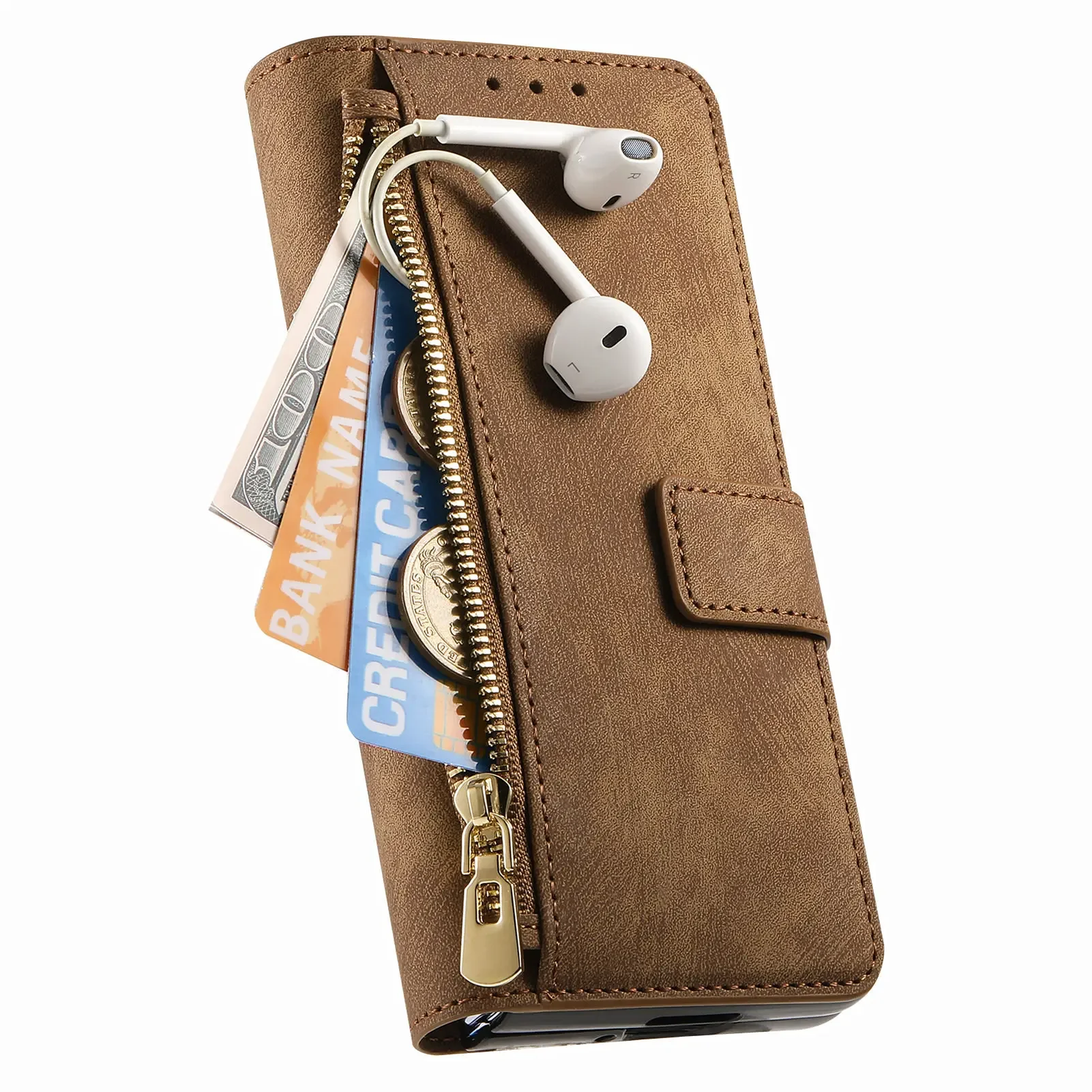 2 in 1 Magnetic Zipper Cards Solt Wallet Leather Case For Samsung Galaxy Z Fold 7 6 5 4 3 5G Wireless Charging Bag Purse Cover